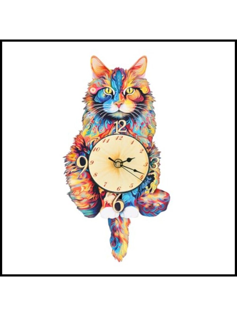 KAAYEE 3D Wooden Puzzle Maine Coon Cat Clock DIY Building Kit